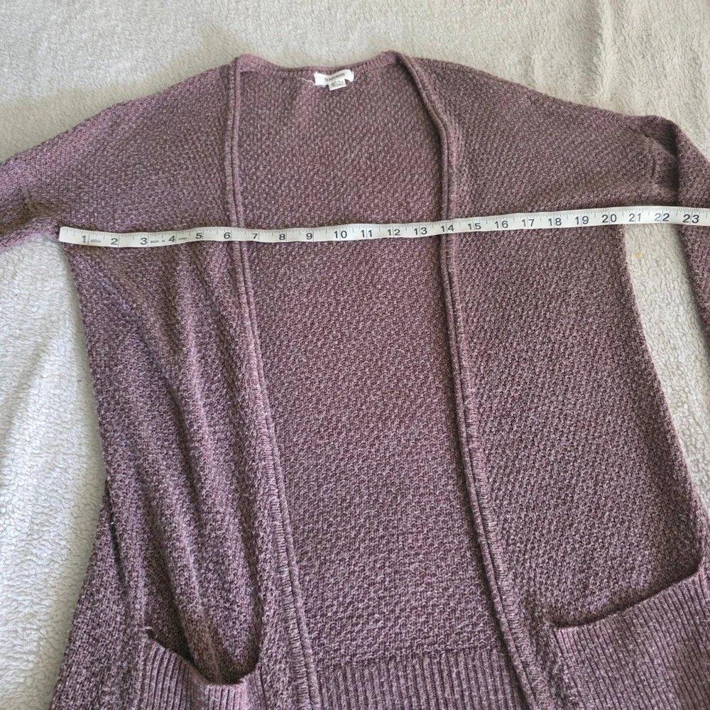 Garage Mauve Purple Marl Open Front Cardigan Sweater Pockets XS/S